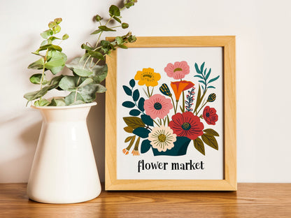 Flower Market Tulip Print Boho Flower Wall Art Living Room Print Flower Market Poster Modern Abstract Floral Bedroom Wall Décor Set of