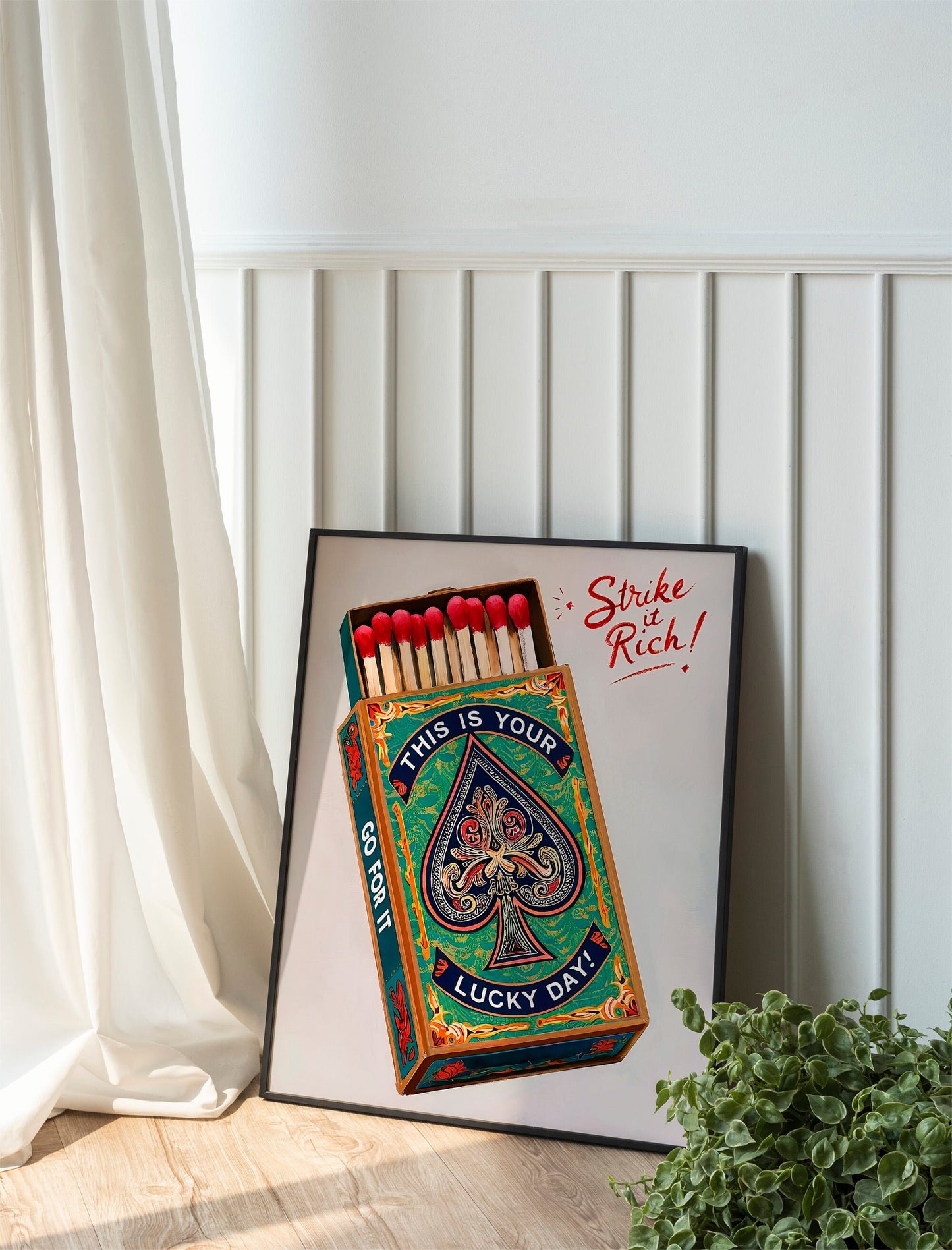 Motivational Matchbox Poster Retro Fire Print Vintage Art Contemporary This Is Your Lucky Day Go For It Inspirational Wall Print