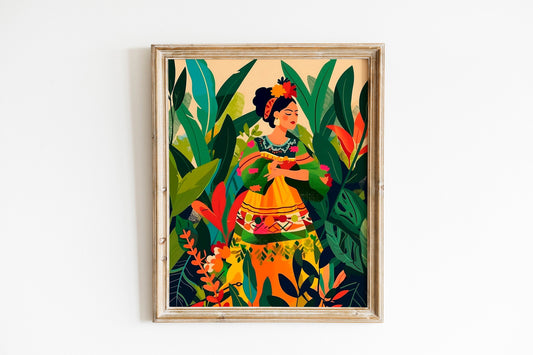 Eclectic Maximalist Latina Art Print Latinx Artwork Naive Poster Latin Art Printable Unframed Wall Art
