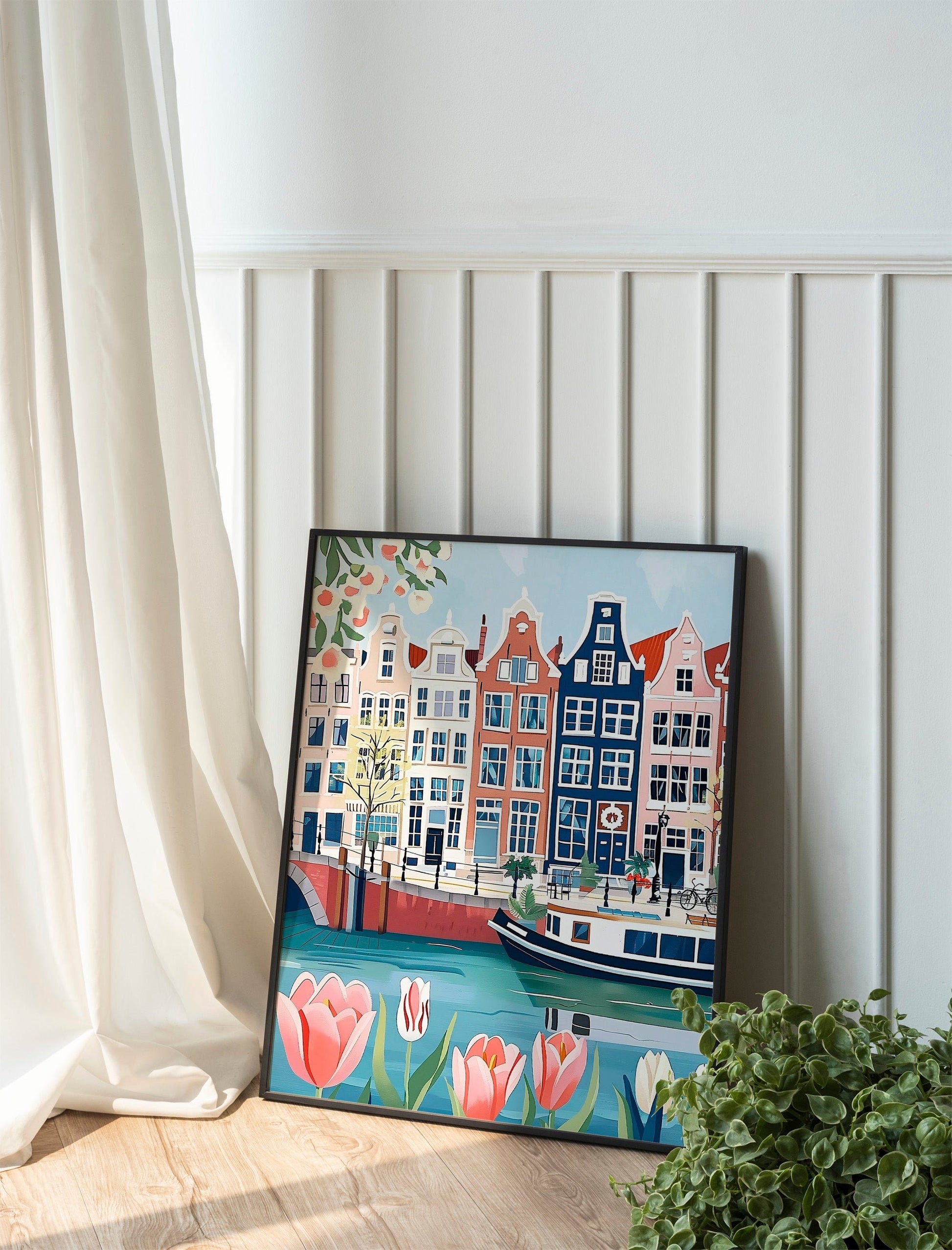 Amsterdam Art Print Netherlands Holland Wall Art Amsterdam Gift Tulips Travel Print Travel Poster Travel Gift Housewarming Decor