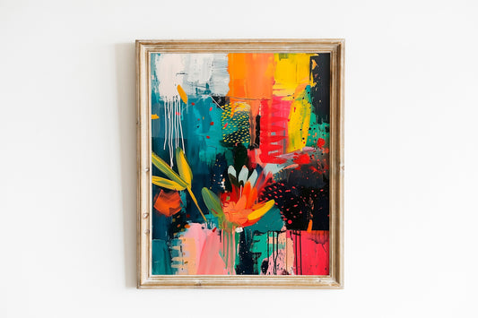 Printable Eclectic Maximalist Wall Art Abstract Digital Colourful Trendy Wall Art Modern Home Decoration