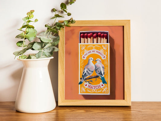Orange Matchbox Poster You are the Perfect Match Retro Print Fire Poster Vintage Contemporary Art Digital Download Wall Decor