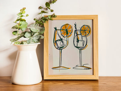 Drink Glasses Print Colorful Wine Retro Wall Art Kitchen Wall Prints Aesthetic Decor Gallery Wall Home Inspiration