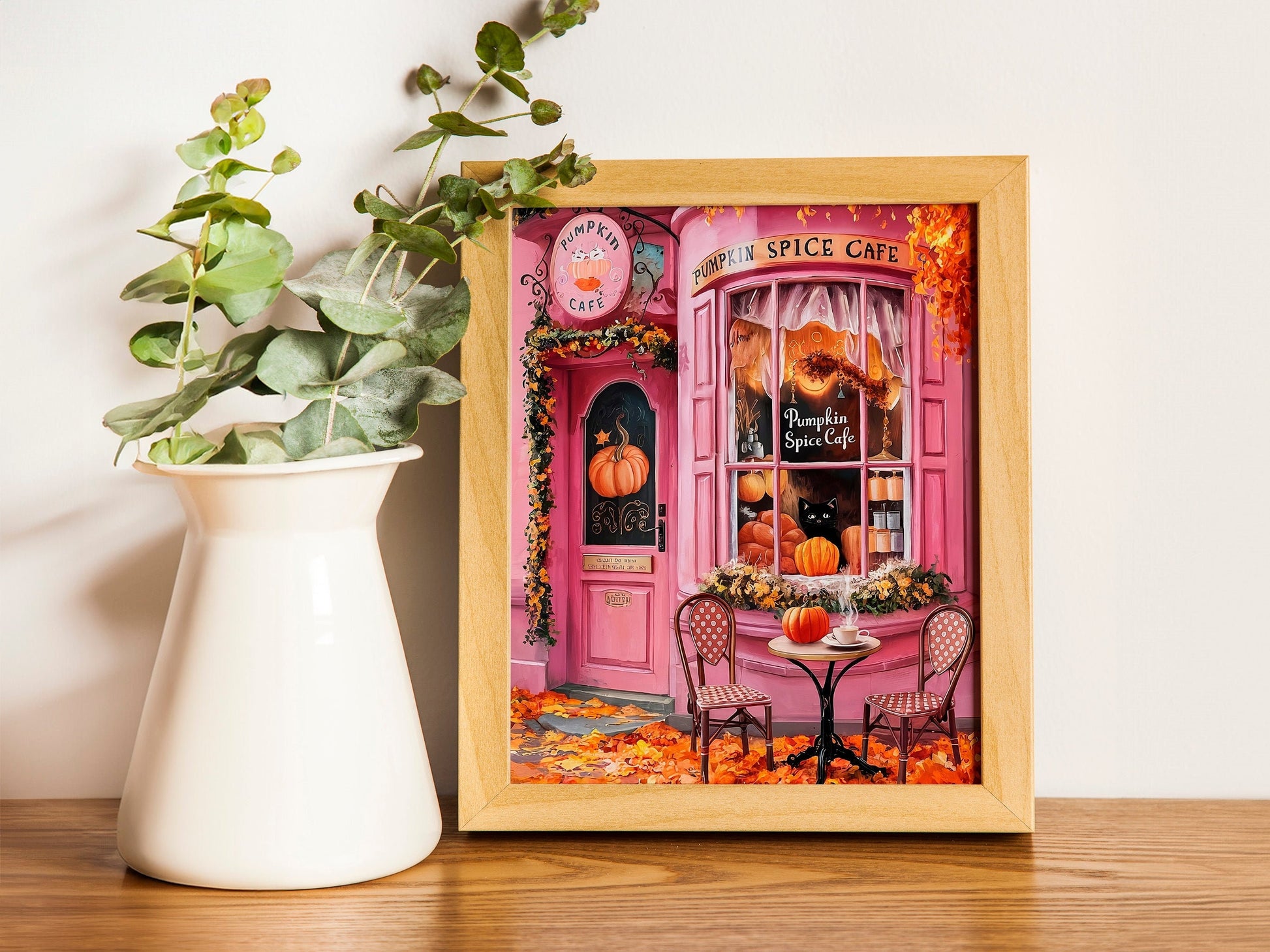 Tearoom Cafe Pink Wall Art Wisteria Art Afternoon Tea Kitchen Wall Art Tea Party Tea Lover Gift. Colorful illustration