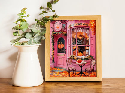 Tearoom Cafe Pink Wall Art Wisteria Art Afternoon Tea Kitchen Wall Art Tea Party Tea Lover Gift. Colorful illustration