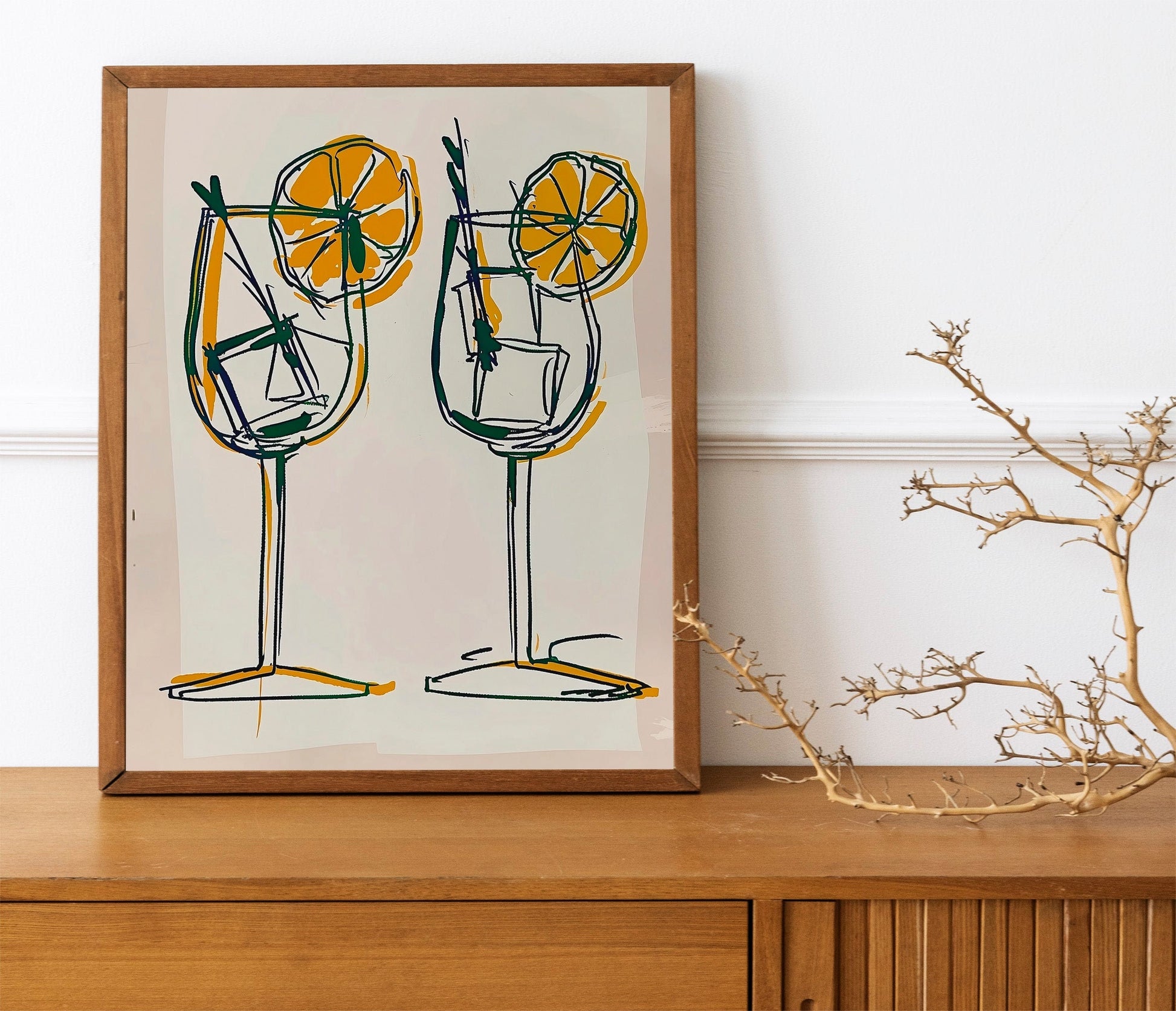 Drink Glasses Print Colorful Wine Retro Wall Art Kitchen Wall Prints Aesthetic Decor Gallery Wall Home Inspiration