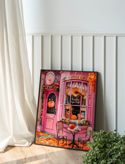 Tearoom Cafe Pink Wall Art Wisteria Art Afternoon Tea Kitchen Wall Art Tea Party Tea Lover Gift. Colorful illustration