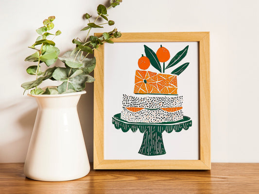Cake on Stand Print Colorful Wine Retro Wall Art Kitchen Wall Prints Aesthetic Decor Gallery Wall Home Inspiration