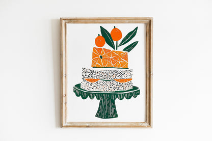 Cake on Stand Print Colorful Wine Retro Wall Art Kitchen Wall Prints Aesthetic Decor Gallery Wall Home Inspiration