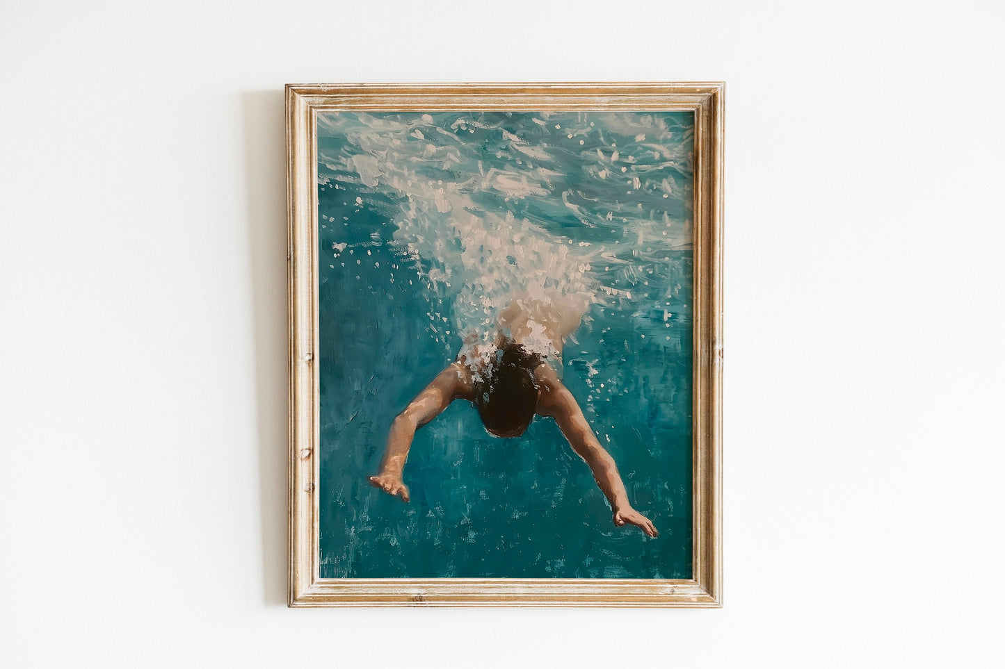 Neutral Portrait Seascape Oil Painting Coastal Minimalist Ocean Wall Art Farmhouse Decor Summer Art for Living Room