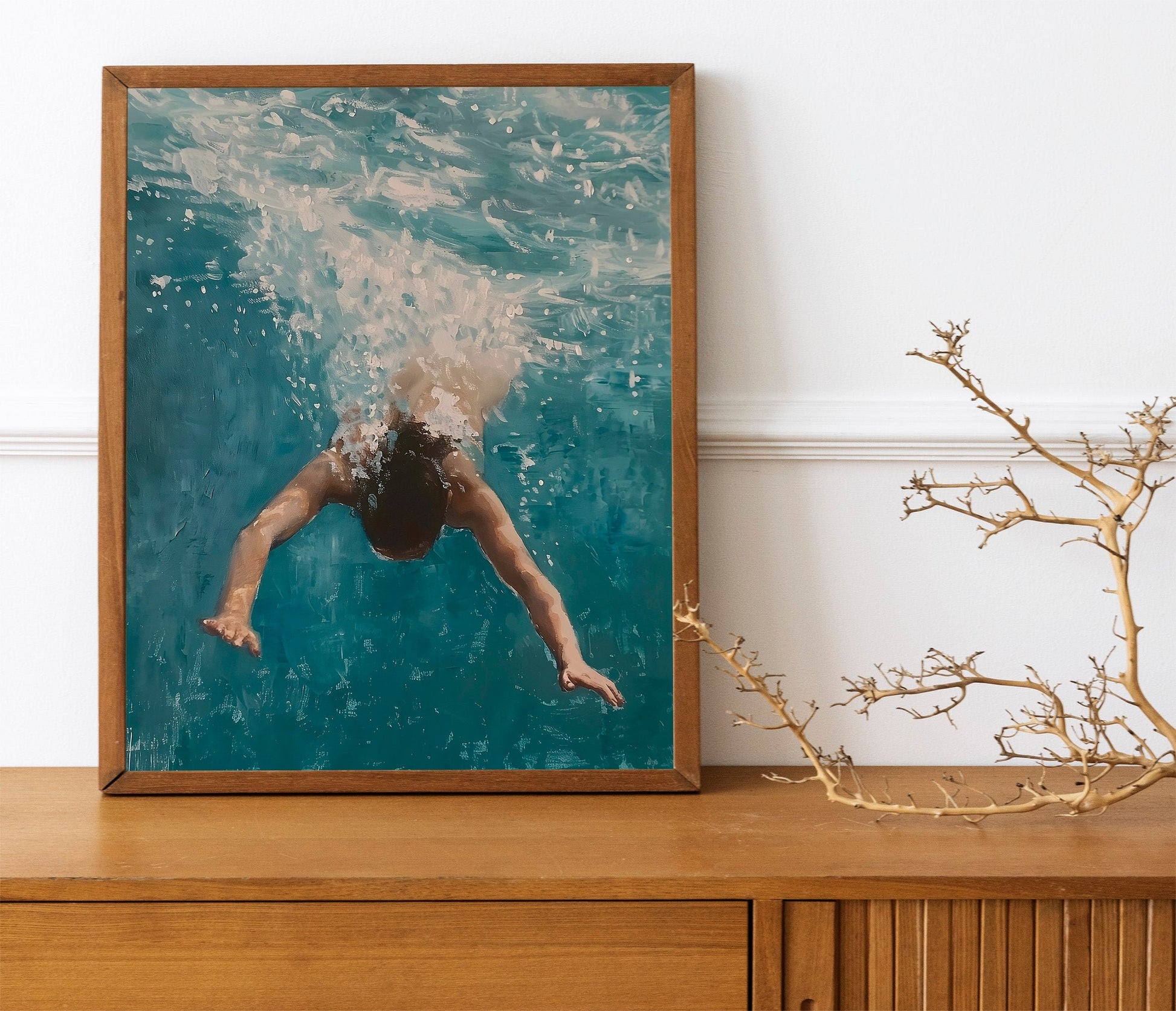 Neutral Portrait Seascape Oil Painting Coastal Minimalist Ocean Wall Art Farmhouse Decor Summer Art for Living Room
