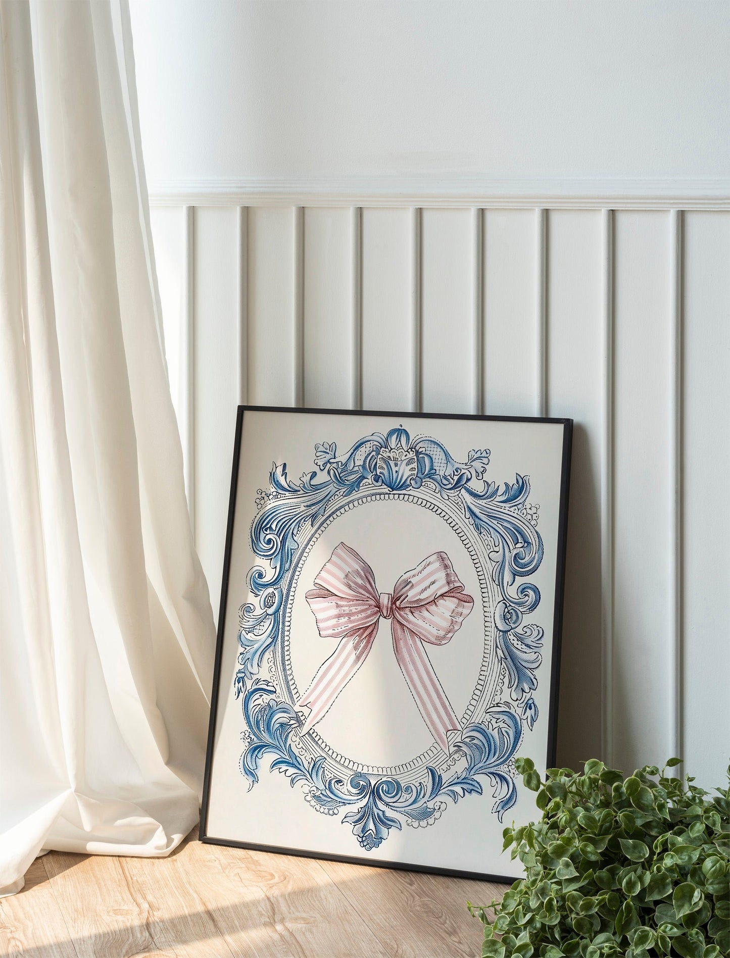 Trendy Pink and Blue Bows Wall Art Set Preppy Poster College Apartment Decor Watercolor Bows Print Coquette Room Girly Wall Art