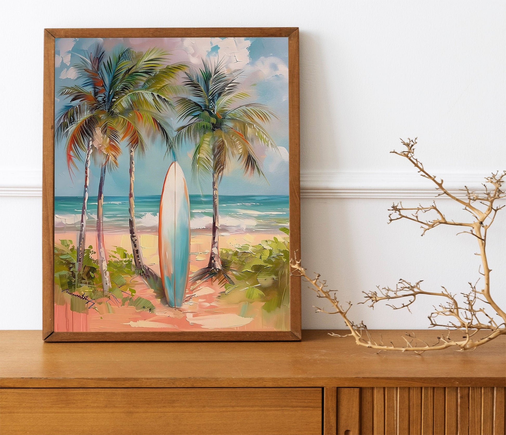 Minimalist Beach Print Surfboard Coastal Wall Art Trendy Ocean Posters Beach Art Prints Oceanic Home Decor