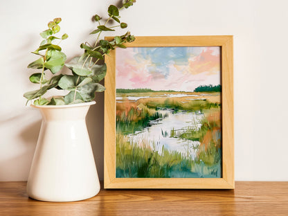 Soft and Serene Trendy Landscape Wall Art Modern Abstract Floral Art in Ivory and Sage Green Fine Art Painting Soft Colors