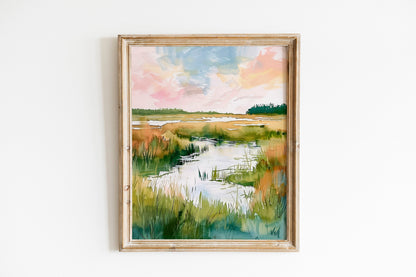 Soft and Serene Trendy Landscape Wall Art Modern Abstract Floral Art in Ivory and Sage Green Fine Art Painting Soft Colors