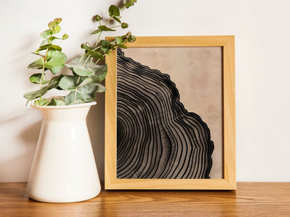 Modern Art Minimalist Neutral Decor Framed Canvas Wall Art Set Wood Tree Ring Prints Contemporary Home Decor Art