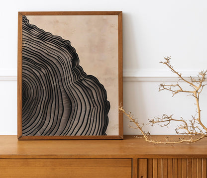 Modern Art Minimalist Neutral Decor Framed Canvas Wall Art Set Wood Tree Ring Prints Contemporary Home Decor Art