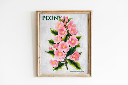 Colourful Quirky Hand-Drawn Art Summer Peony Bright Colourful Art Print Modern Art Print Gallery Wall Bathroom Decor Peonies Art