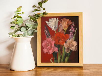 Victorian Antique Botanical Wall Art Abstract Floral Oil Painting Bouquet Printable Grandmillennial Aesthetic Art
