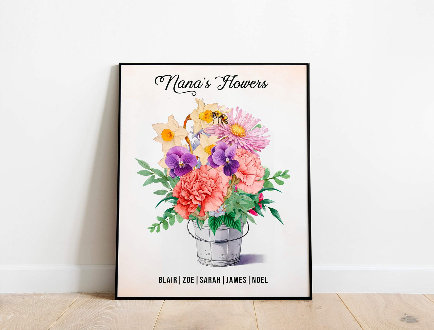 Custom Gift for Mom/Sister/ Grandmas Garden - Family Bouquet Canvas Art - Wall Art Custom Birth Month Flower