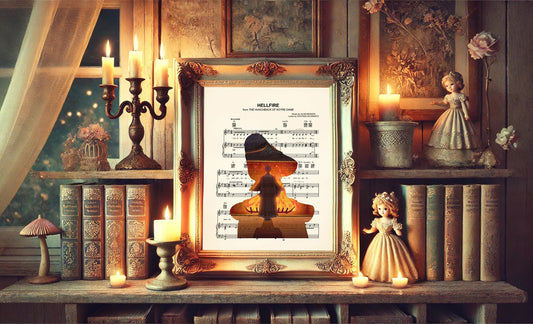 Hunchback of Notre Dame Frollo Bust Silhouette Hellfire Sheet Music Art Print