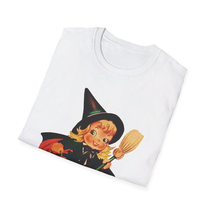 Halloween Vintage Young Witch With Black Cat T-Shirt, Vintage Halloween Shirt, Vintage Halloween Illustration Tee, Vintage Halloween Top
