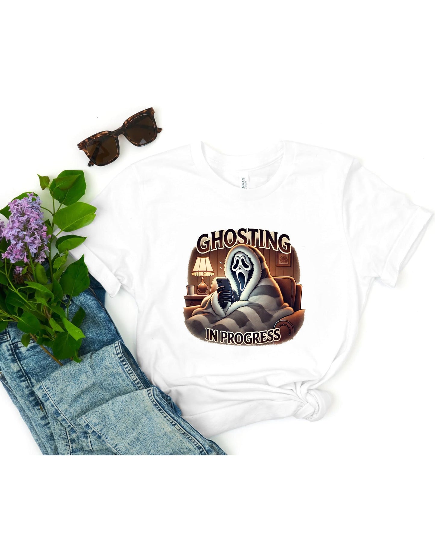 Ghost Face Ghosting in Progress T-Shirt, Funny Halloween Shirt, Viral T-Shirt, Funny Halloween T-Shirt, Ghost Face Shirt, Scream Movie Funny