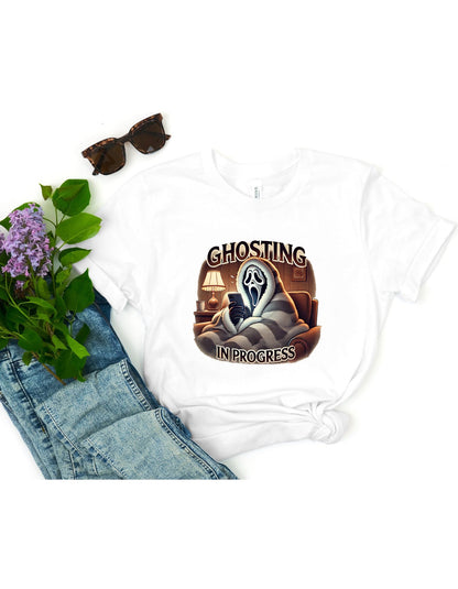 Ghost Face Ghosting in Progress T-Shirt, Funny Halloween Shirt, Viral T-Shirt, Funny Halloween T-Shirt, Ghost Face Shirt, Scream Movie Funny