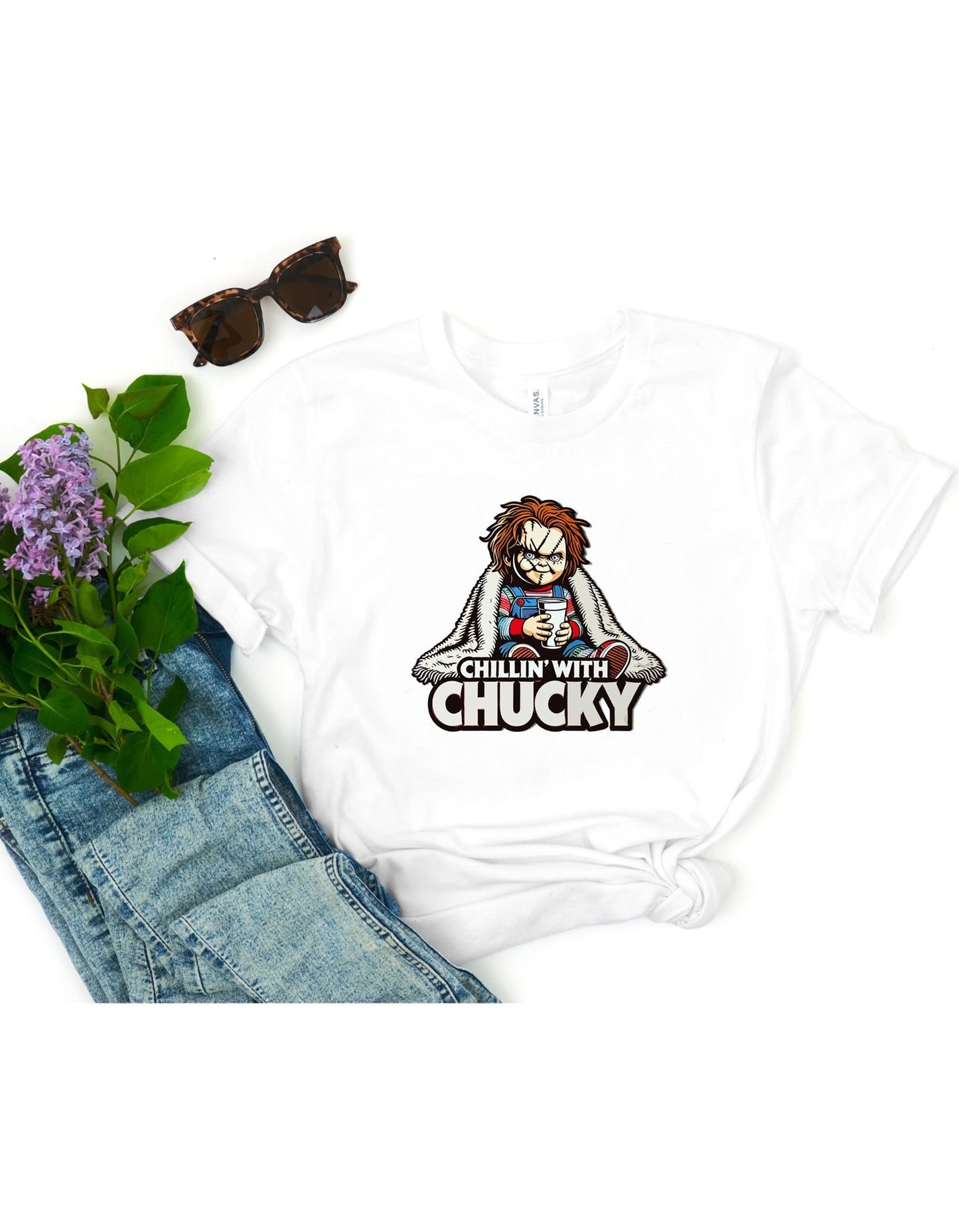 Chucky Chillin’ with Chucky Funny T-Shirt, Funny Halloween Shirt, Viral T-Shirt, Funny Halloween Shirt, Chucky Doll Shirt, Childs Play Shirt