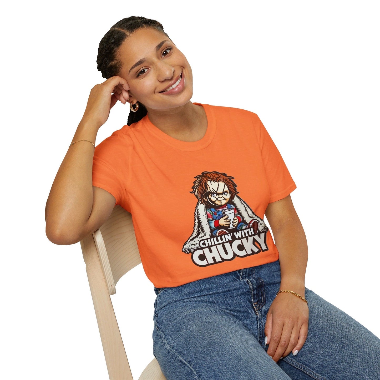 Chucky Chillin’ with Chucky Funny T-Shirt, Funny Halloween Shirt, Viral T-Shirt, Funny Halloween Shirt, Chucky Doll Shirt, Childs Play Shirt
