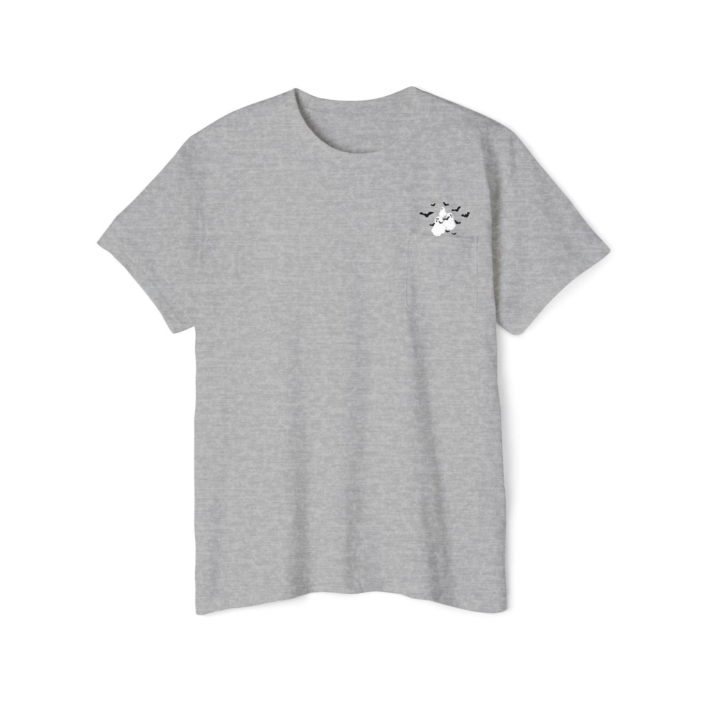 Ghosts and Bats Flying Out of Pocket T-Shirt, Cute Halloween Shirt, Viral T-Shirt, Shirt with Pocket, Cute Ghosts Shirt, Halloween Tee
