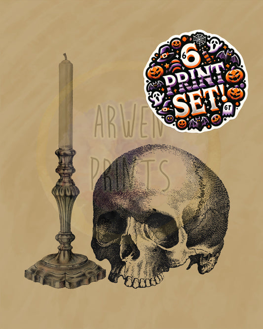 Halloween Set of Prints or Individuals, Halloween Decor Print, Boho Halloween Illustrations, Halloween Wall Decor, Halloween Decor