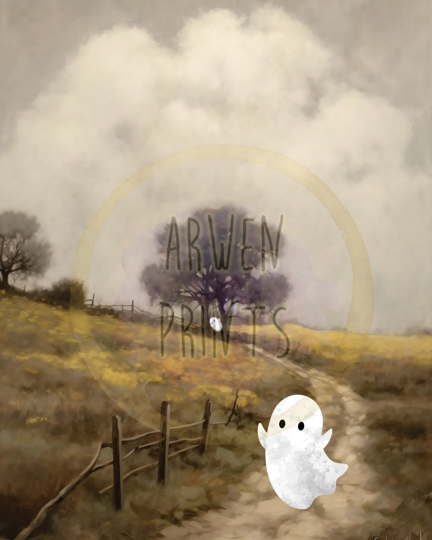 Halloween Cute Ghost In Field Wall Decor, Fall Decor, Halloween Boho Set of 6 Prints
