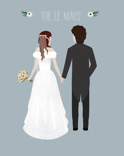 Custom Couple Wedding Art - Couple Portrait - Gifts for Couple - Personalized Wedding Gift - Bride and Groom Portrait - Anniversary Gift