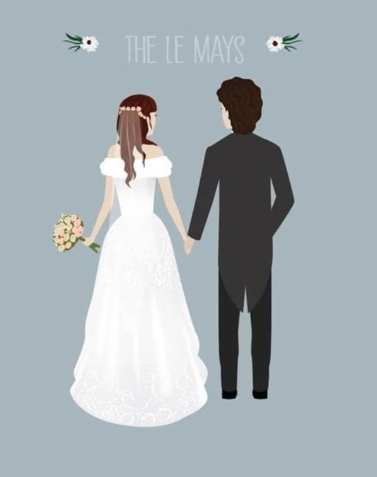 Custom Couple Wedding Art - Couple Portrait - Gifts for Couple - Personalized Wedding Gift - Bride and Groom Portrait - Anniversary Gift