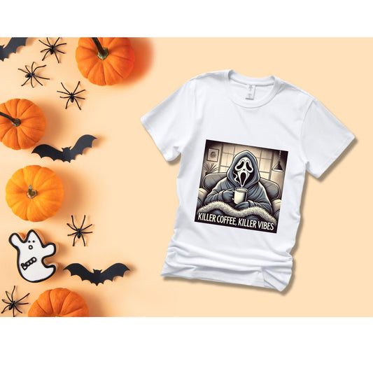 Killer Coffee Killer Vibes Shirt - Halloween Ghost shirt - Vintage Horror Shirt - Halloween Shirt