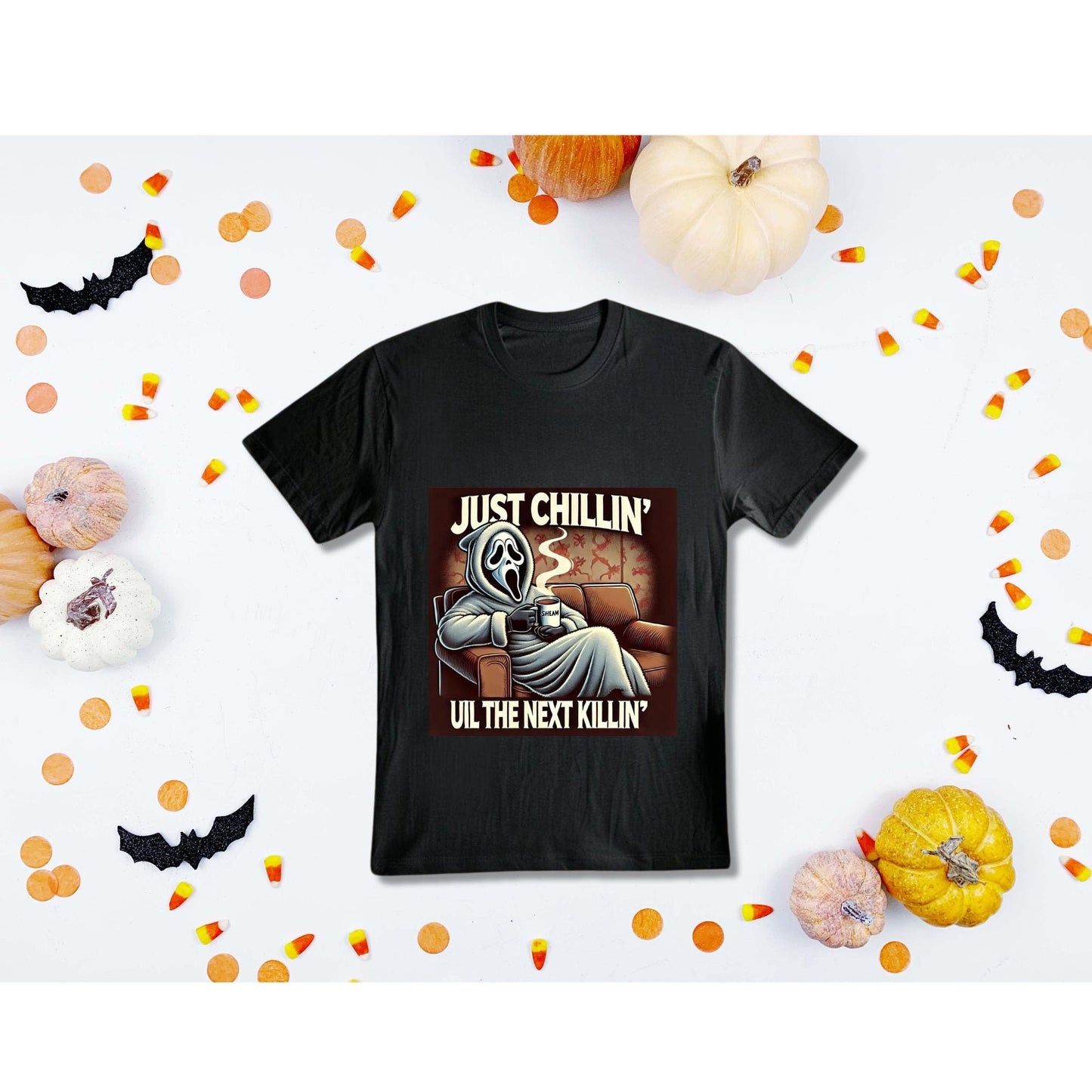 Just Chillin’ Til the Next Killin’ T-Shirt - Viral T-Shirt - Ghost Face Shirt - Funny Halloween T-Shirt