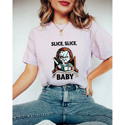 Funny Halloween Shirt - Chucky Doll Shirt - Chucky Slice Slice Baby Funny T-Shirt