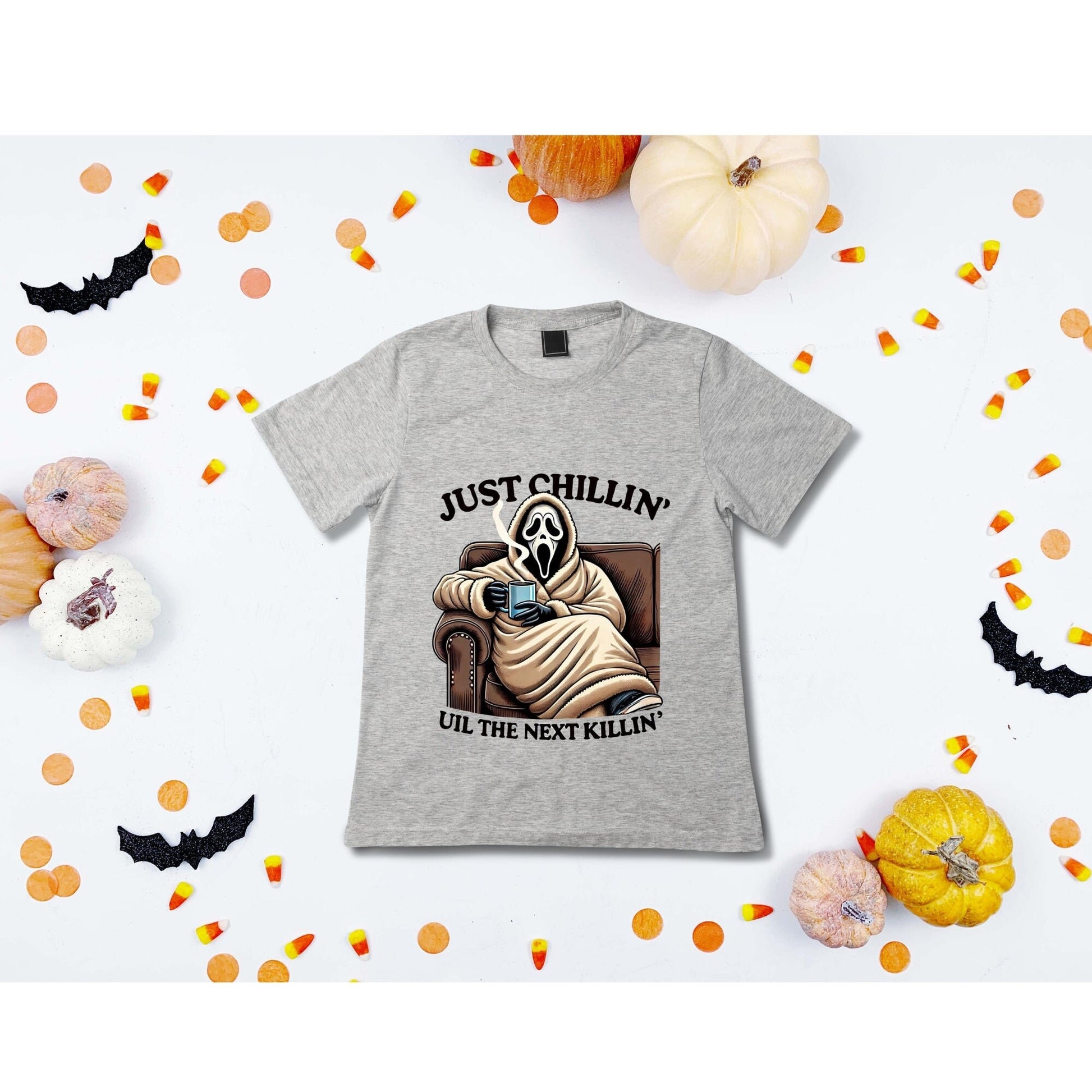 Ghost Face Just Chillin’ Til the Next Killin’ T-Shirt - Funny Halloween T-Shirt - Ghost Face Shirt - Halloween Shirt