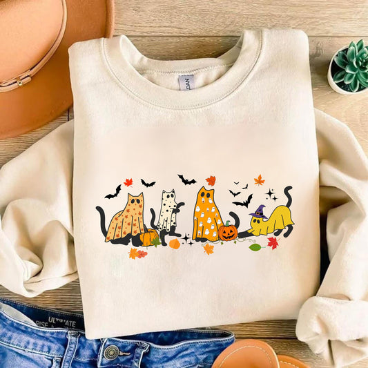 Ghost Cat Halloween Shirt - Black Cat Halloween - Retro Halloween - Cat Lover Shirt