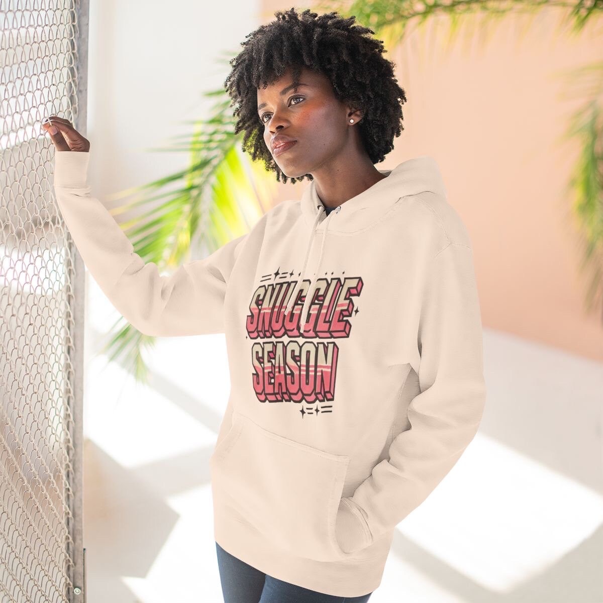 Snuggle Season Three-Panel Fleece Hoodie, Viral T-Shirt, Cute Winter Wear, Cute Christmas Hoodie Sweater, Christmas Shirt, Vintage Hoodie