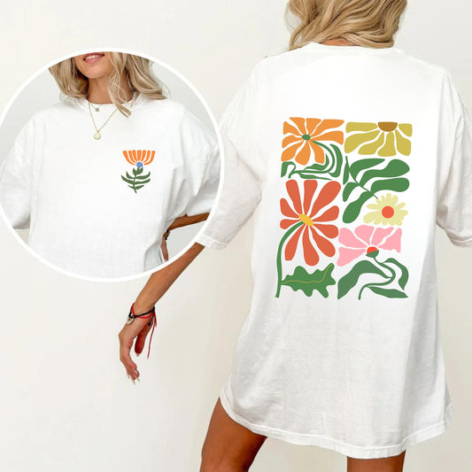 Flowers Tshirt - Floral Nature Shirt - Flowers Lover Graphic TeeShirt - Boho Wildflowers Tshirt