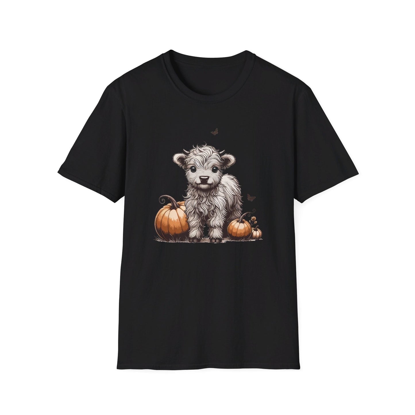 Cute Baby Highland Cow with Pumpkins T-Shirt, Cute Cow Shirt, Viral T-Shirt, Baby Cow Shirt, Highland Calf Shirt, Calf with Pumpkins Fall