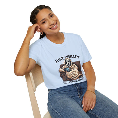 Ghost Face Just Chillin’ Til the Next Killin’ T-Shirt, Funny Halloween Shirt, Viral T-Shirt, Funny Halloween T-Shirt, Ghost Face Shirt