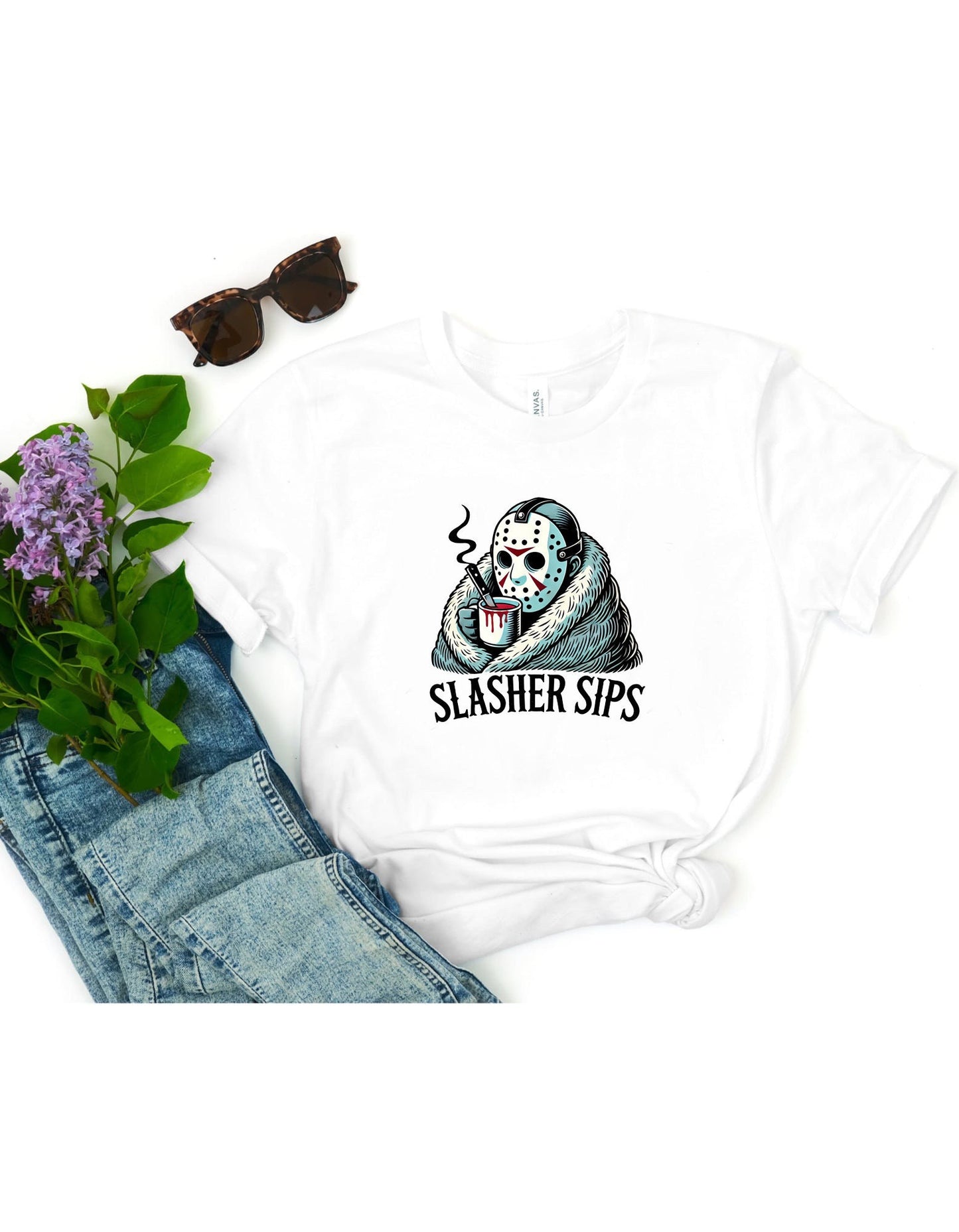 Jason Voorhees Slasher Sips T-Shirt, Funny Halloween Shirt, Viral T-Shirt, Funny Halloween T-Shirt, Jason Shirt, Friday the 13th