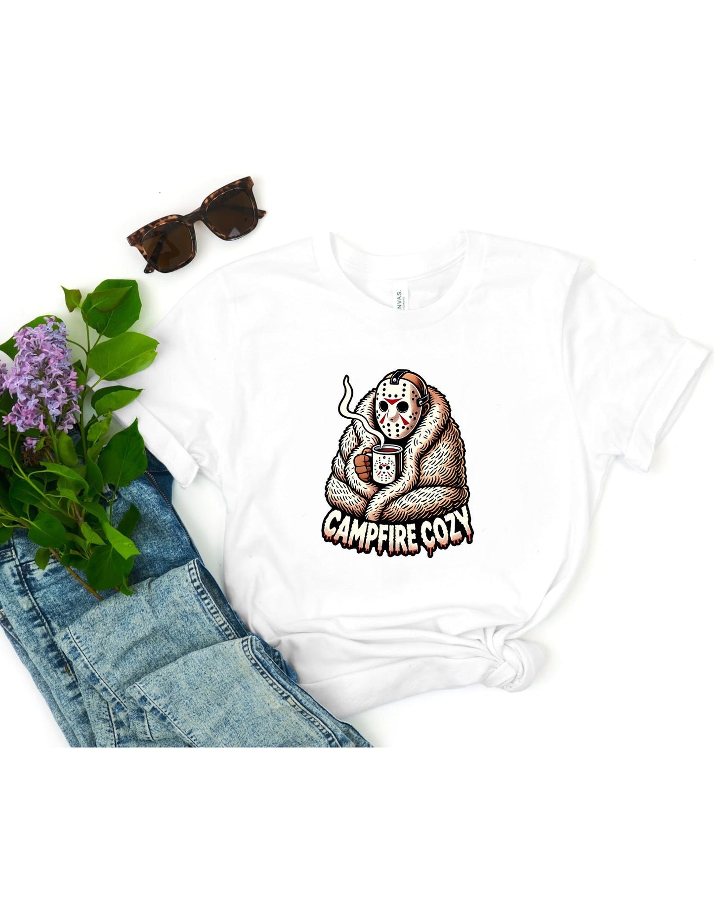 Jason Voorhees Campfire Cozy T-Shirt, Funny Halloween Shirt, Viral T-Shirt, Funny Halloween T-Shirt, Jason Shirt, Friday the 13th