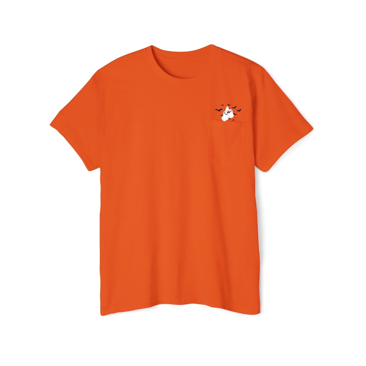 Ghosts and Bats Flying Out of Pocket T-Shirt, Cute Halloween Shirt, Viral T-Shirt, Shirt with Pocket, Cute Ghosts Shirt, Halloween Tee