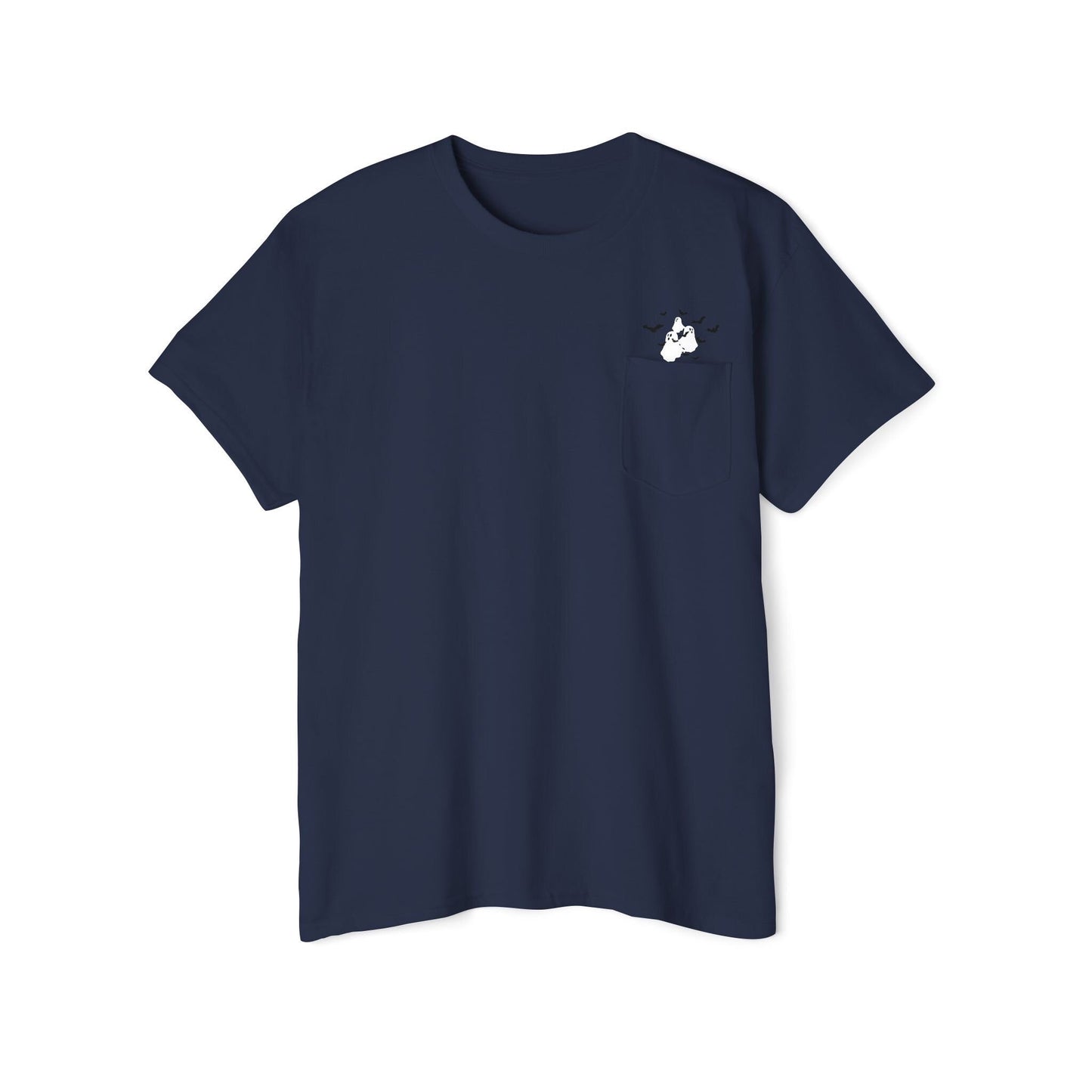 Ghosts and Bats Flying Out of Pocket T-Shirt, Cute Halloween Shirt, Viral T-Shirt, Shirt with Pocket, Cute Ghosts Shirt, Halloween Tee