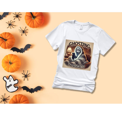 Ghost Face Ghosting in Progress T-Shirt - Funny Halloween T-Shirt - Scream Movie Funny - Halloween Shirt