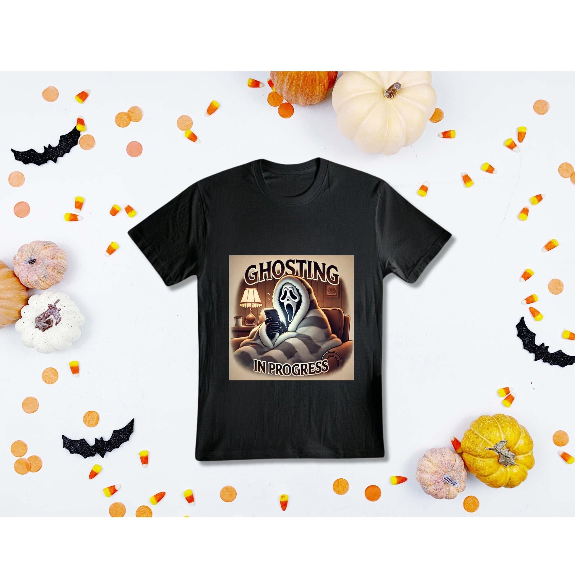 Ghost Face Ghosting in Progress T-Shirt - Funny Halloween T-Shirt - Scream Movie Funny - Halloween Shirt